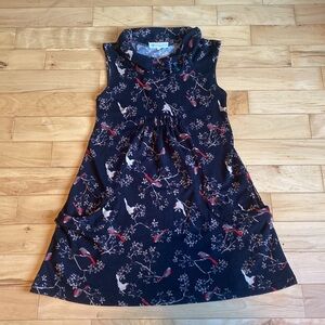 Sleeveless Dress with Bird Print